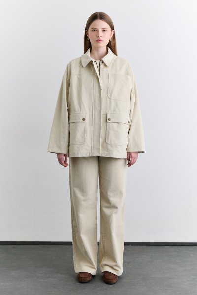 KADİFE WORKER CEKET VANİLYA