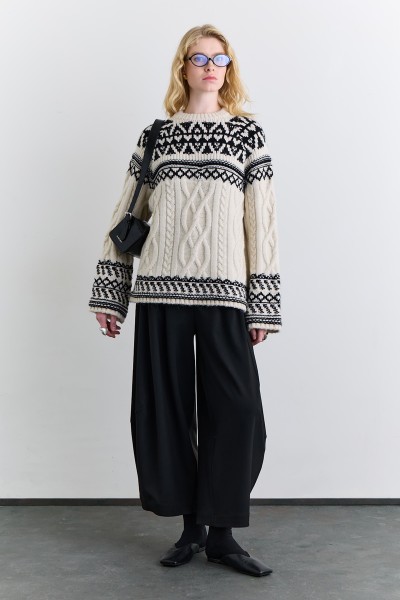 BALLOON-SHAPE FABRIC TROUSERS ANTHRACITE 