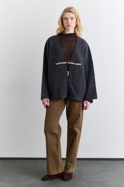 RIBBED VELVET STRAIGHT FIT PANTS CAMEL 