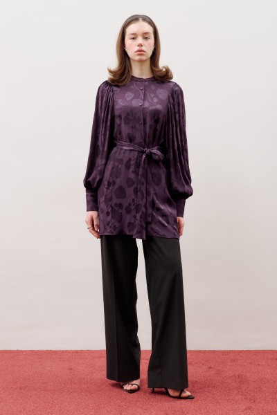 JAKARLI SATEN GÖMLEK MOR 