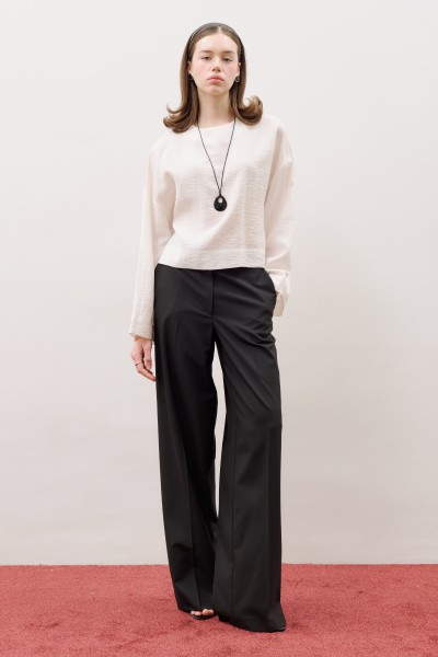 ROUND NECK CROP BLOUSE ECRU 