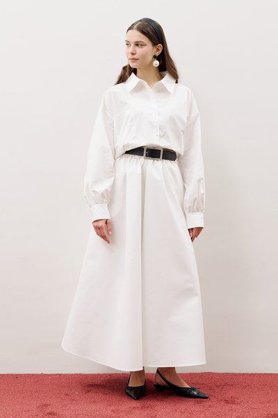 CROP BALON FORM GÖMLEK EKRU 