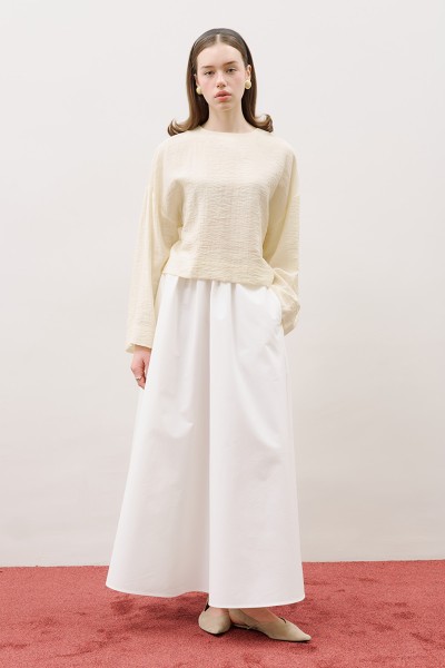 ROUND NECK CROP BLOUSE SOFT YELLOW 