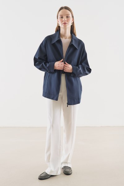 MANŞET DETAYLI CEKET LACİVERT