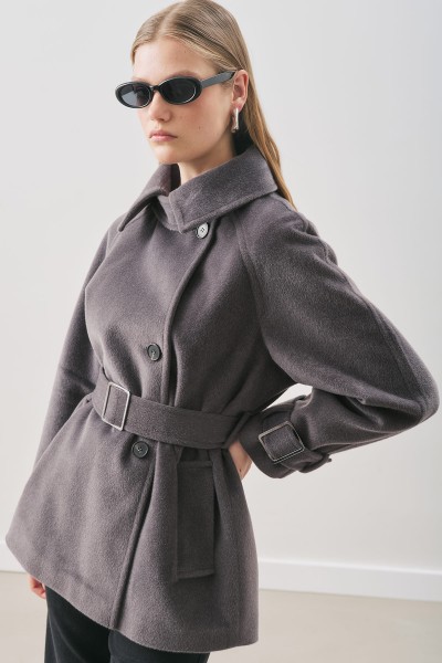 PREMIUM MELTON WIDE COAT GREY 