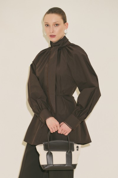 RUTH KAPAKLI MİNİ KANVAS ÇANTA KAHVERENGİ 