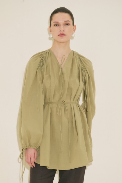 BAĞLAMA DETAYLI TUNİK ELMA YEŞİLİ