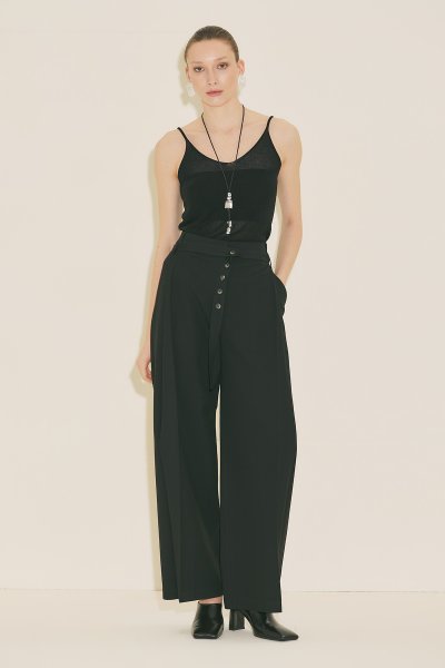 BARREL-FIT FABRIC TROUSERS BEIGE