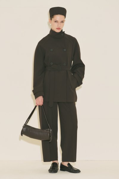 YÜKSEK YAKA KEMERLİ TRENÇKOT ACI KAHVE 