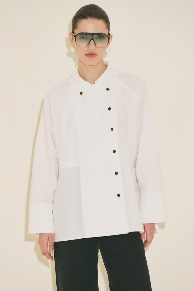 MILO KRUVAZE KAPAMA GÖMLEK EKRU 