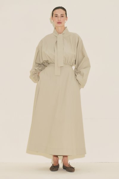 WIDE SLEEVE DRESS BROWN