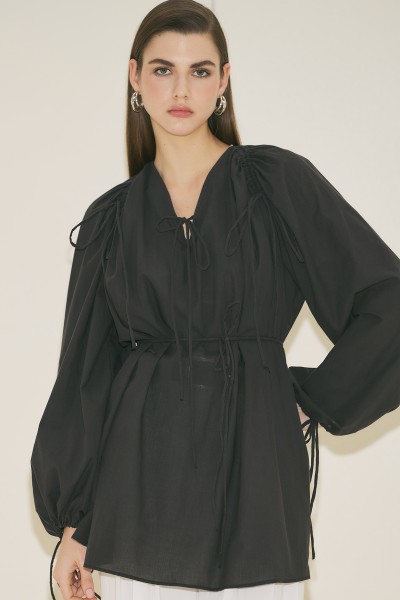 BAĞLAMA DETAYLI TUNİK SİYAH