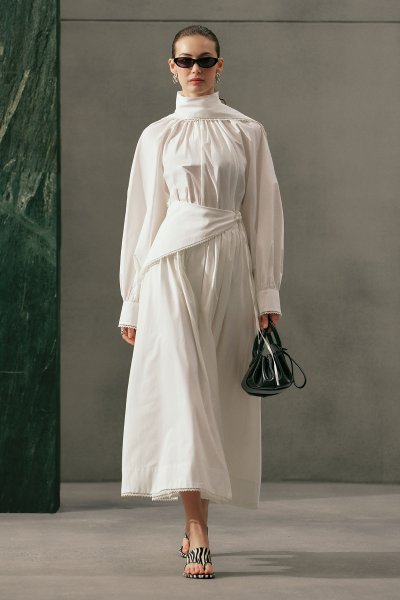 BAĞLAMA YAKA BLUZ EKRU 