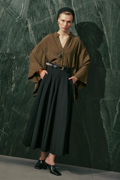 KİMONO KOL BLUZ HAKİ ÇİZGİLİ 