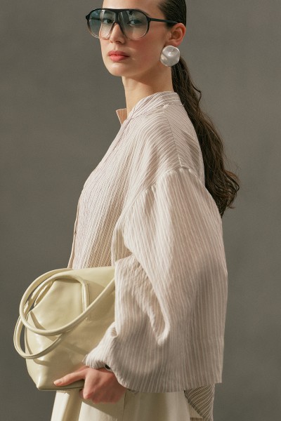 KİMONO KOL BLUZ KAHVERENGİ ÇİZGİLİ 