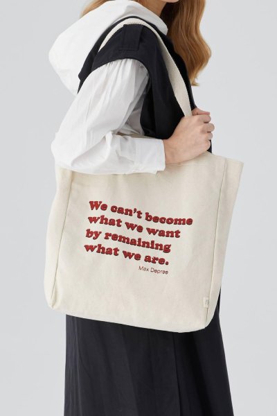 BASKILI KÖRÜKLÜ BEZ ÇANTA MAX DEPREE 