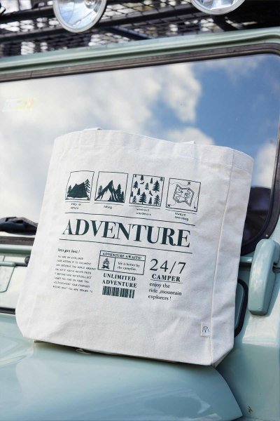 BASKILI KÖRÜKLÜ BEZ ÇANTA UNLIMITED 