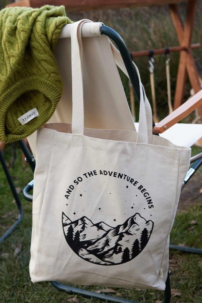 BASKILI KÖRÜKLÜ BEZ ÇANTA BEGINS 