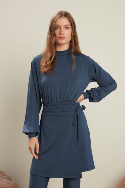 UZUN BALON KOLLU MAYO LACİVERT 