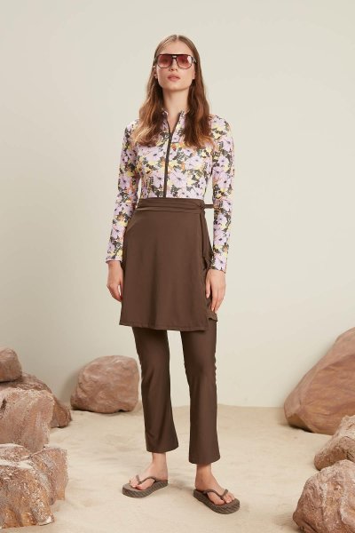 DESENLİ FERMUARLI SURF MAYO ÇİÇEK 