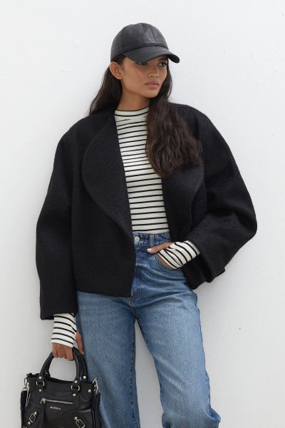 JACQUELINE KISA KAŞE KABAN SİYAH 