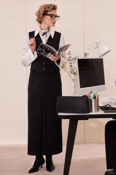 PREMIUM PİLE DETAYLI KALEM ETEK SİYAH 