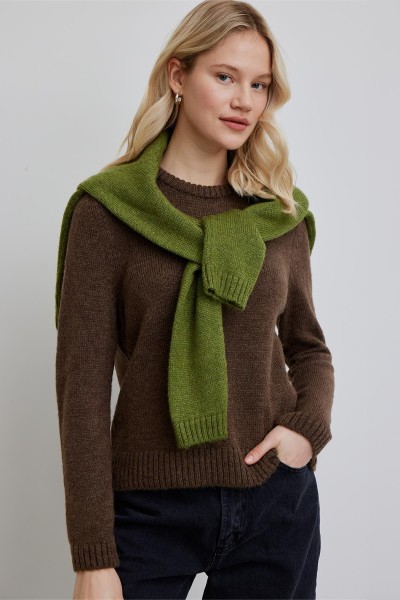 CREW NECK FIT KNITWEAR SWEATER BROWN 