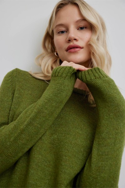 CREW NECK FIT KNIT SWEATER GREEN 