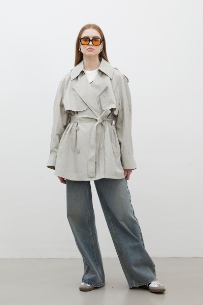 LIZBON OVERSIZE KISA TRENÇKOT YEŞİL 