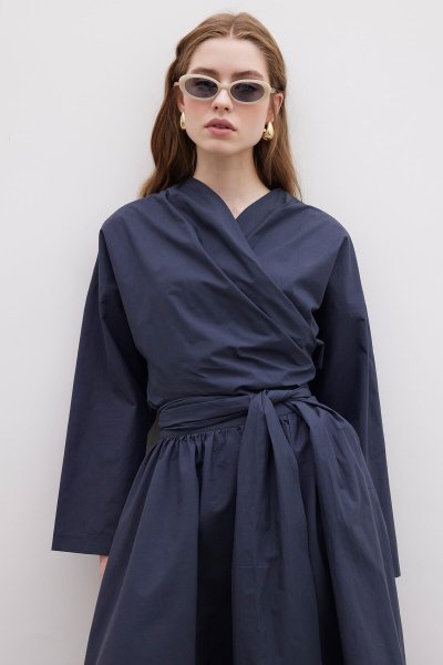 KIMONO STYLE PREMIUM SHIRT NAVY BLUE 