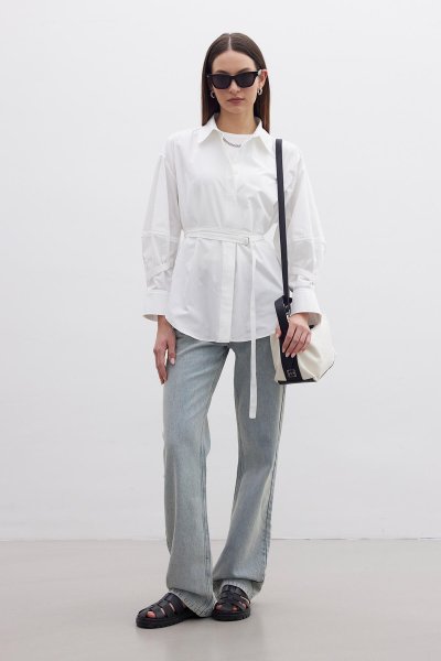 KEMER DETAYLI GÖMLEK EKRU 