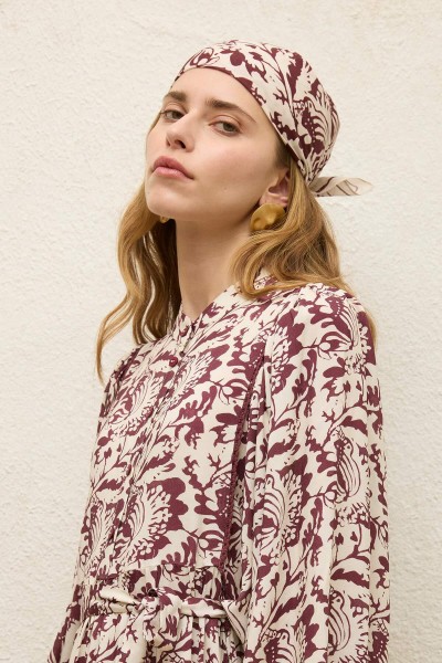 PATTERNED COTTON SCARF SAGE 