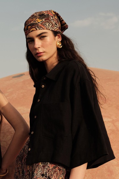 PATTERNED COTTON SCARF PAISLEY 