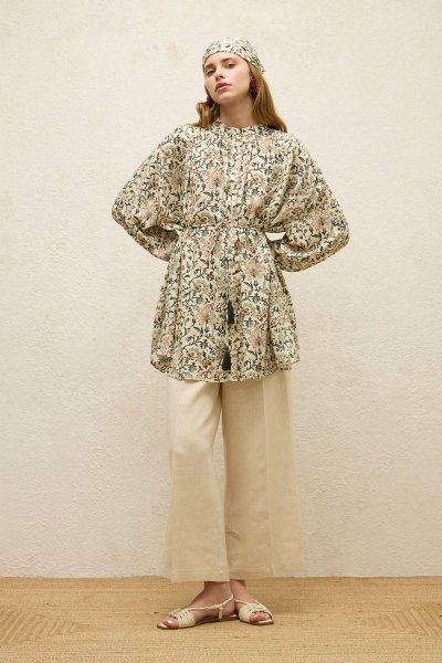 ÜTÜ İZLİ KETEN PANTOLON BEJ 