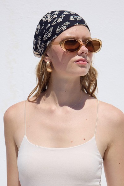 PATTERNED COTTON SCARF FLOWER 