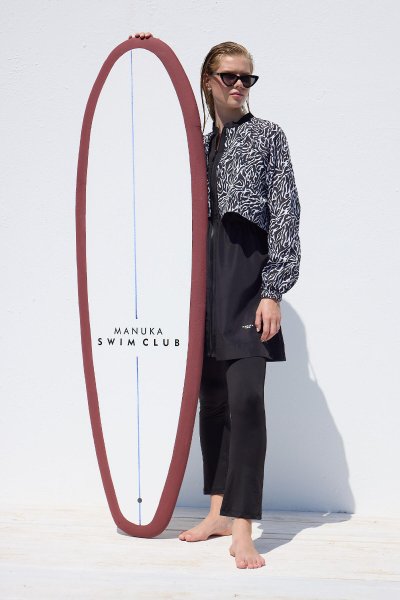 RÜZGARLIKLI 3'LÜ TESETTÜR MAYO TAKIMI ZEBRA 