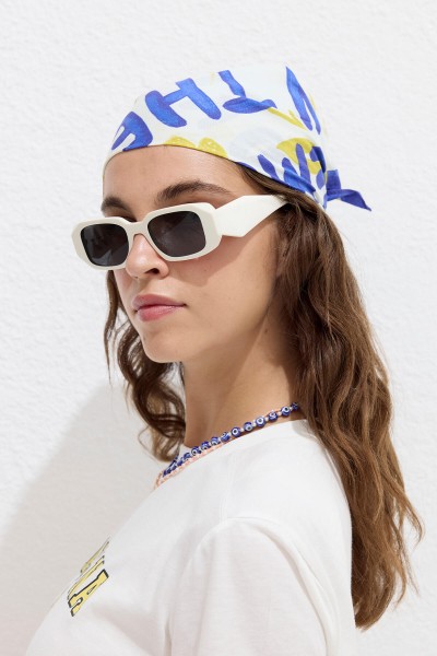 PATTERNED COTTON SCARF NATURE 