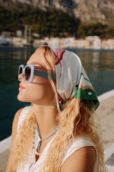 PATTERNED COTTON SCARF LOBSTER 