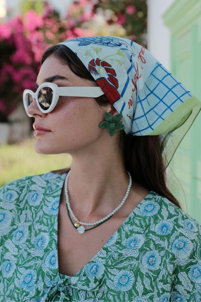 PATTERNED COTTON SCARF BON APPETIT 