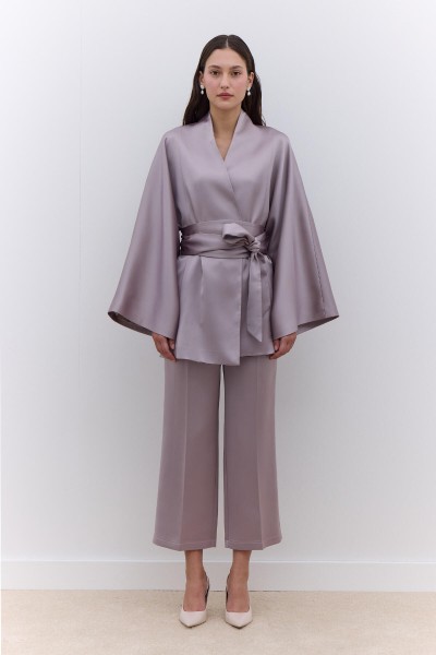 SATEN DÜZ PAÇA PANTOLON VİZON 