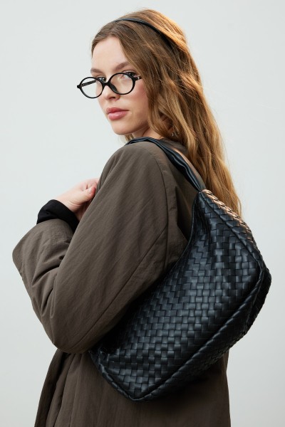 FRANCES ÖRGÜ OVAL ÇANTA SİYAH 