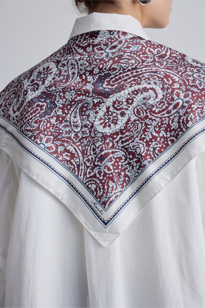 DESENLİ SATEN BOYUN FULARI PAISLEY- LACİVERT 