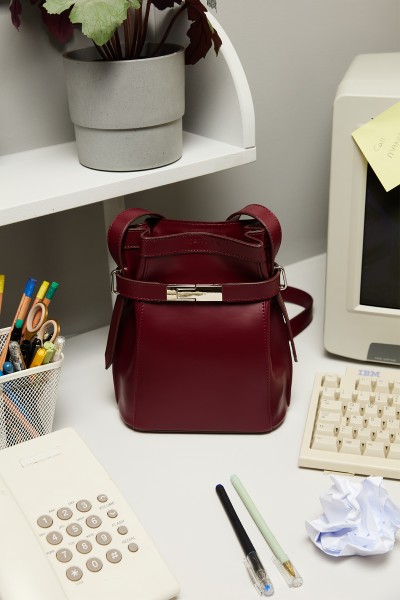 MILO LEATHER LUGGET BAG CLARETDO 