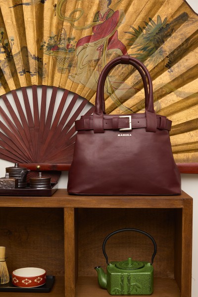 BELLA METAL BUCKLE BAG CLARET RED 