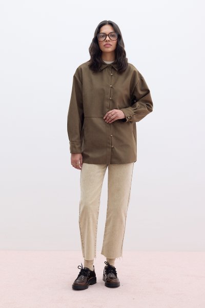 STRAIGHT HIGH WAIST DENIM PANTS CAMEL 