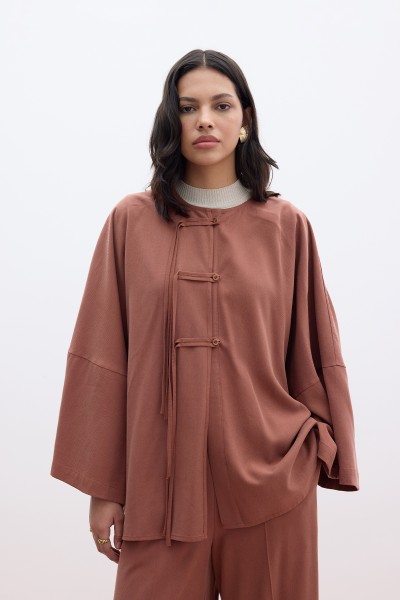 TENCEL BAĞLAMA DETAYLI GÖMLEK BAKIR 