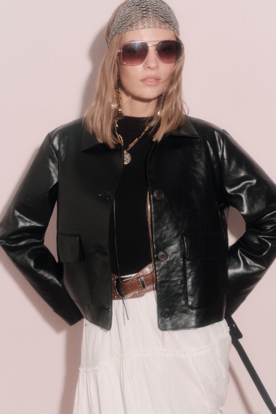 DERİ KISA CEKET SİYAH 