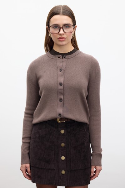 FİTİLLİ KADİFE MİNİ ETEK ACI KAHVE 