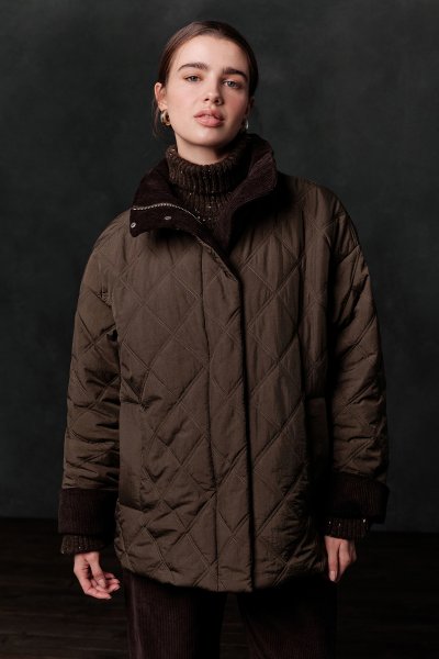 KAPİTONE KADİFE DETAYLI MONT HAKİ 