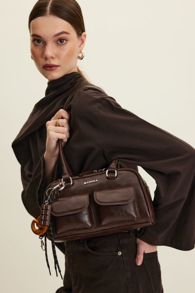 RETRO BAG WITH POCKETS BROWN 